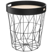 Ławy i stoliki kawowe - Atmosphera Stolik okazjonalny z tacą do serwowania i koszem na koce poduszki 3w1 kolor czarny B07R1NHN66 - miniaturka - grafika 1