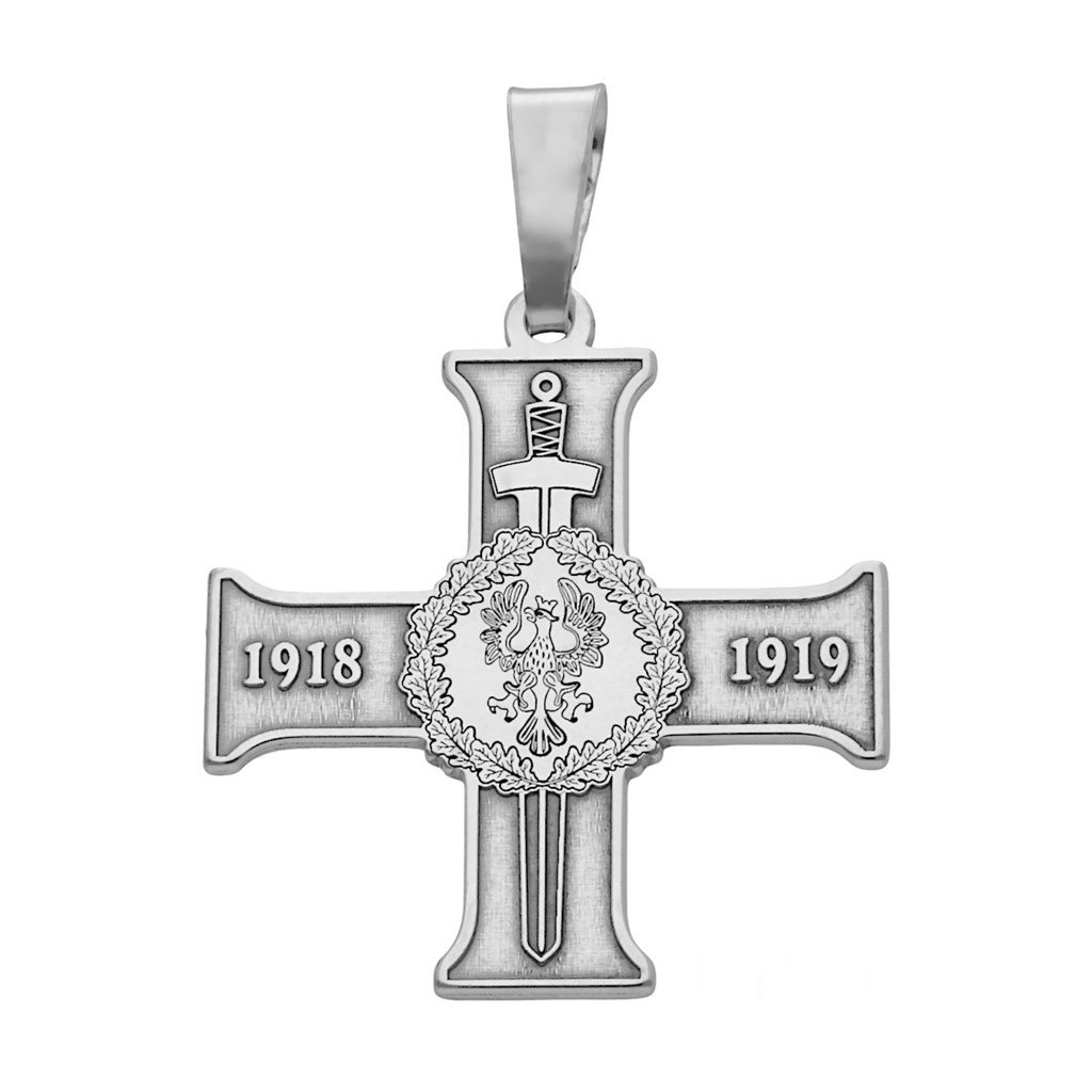 Krzyżyk srebrny Ag 925 rodowany patriotyczny KC024RS