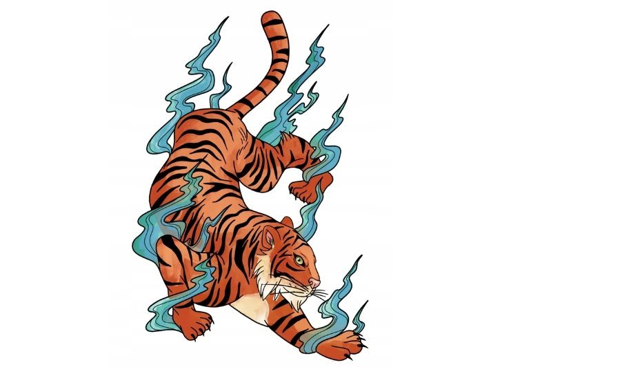 Naklejka Uv Wypukła Ozdobna DTF UV Aplikacja Japoński Tygrys Tiger 2