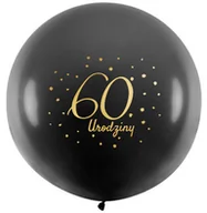 Balony i akcesoria - Balon czarny "60" 45 cm 1 szt. - miniaturka - grafika 1
