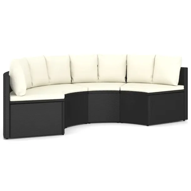 Zestaw Sof Ogrodowych Rattan PE 88x66x67 cm Czarny/Kremowy