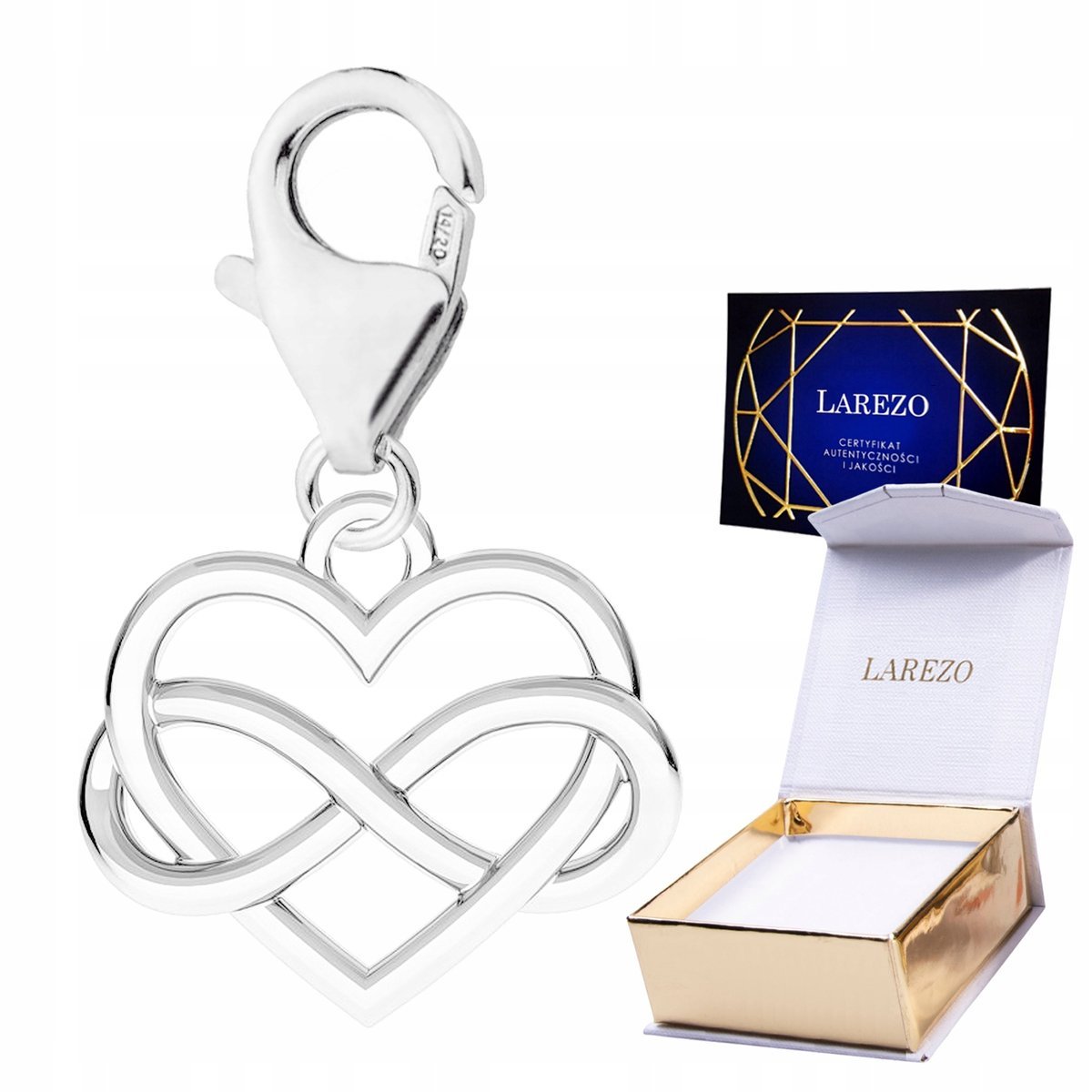 ZAWIESZKA SREBRNA 925 Wisząca Serce Serduszko Nieskończoność Wieczna Miłość