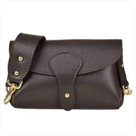 Torebki damskie - Vera Pelle Mała torebka brąz czekolada listonoszka skóra nat - miniaturka - grafika 1