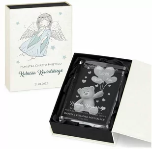 Murrano Kryształ 3D Grawerowany Miś w Personalizowanym Opakowaniu Pamiątka Ch KRSZ-M1-002 - Pamiątka Chrztu Świętego - miniaturka - grafika 1