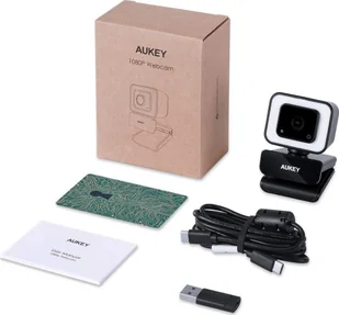 Kamera internetowa Aukey Aukey PC-LM6 Stream Series with Ring Light Full HD Webcam with 1/3"-CMOS Sensor black - Kamery internetowe - miniaturka - grafika 1