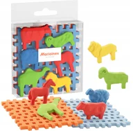 Klocki - Marioinex Mini Waffle Animals + Podstawy, 6 zwierząt, zestaw startowy - miniaturka - grafika 1