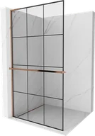 Ścianki i drzwi prysznicowe - Mexen Kioto+ L ścianka prysznicowa z półką Walk-in 110 x 200 cm, czarny wzór, różowe złoto - 800-110-123-60-77 - miniaturka - grafika 1