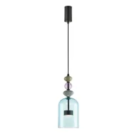 Lampy sufitowe - Żyrandol nowoczesny z niebieskim kloszem W1-B44 - miniaturka - grafika 1