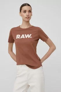 Koszulki i topy damskie - G-Star Raw t-shirt bawełniany kolor brązowy - grafika 1