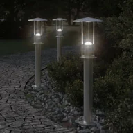 Lampy ogrodowe - The Living Store Lampa ogrodowa na słupku - srebrna - 60 cm - stal nierdzewna - Lampa Ogrodowa - miniaturka - grafika 1