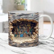 Kubki - Kubek Ceramiczny 3D Książki Półka Biblioteczna Biblioteka Prezent 400Ml - miniaturka - grafika 1
