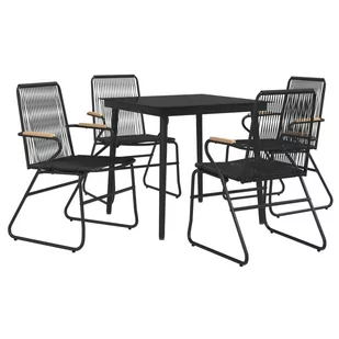 5-częściowy zestaw mebli ogrodowych, czarny, rattan PVC vidaXL - Meble ogrodowe - miniaturka - grafika 4
