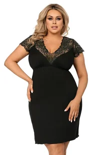 Luksusowa koszulka dla pełnych kobiet Tess czarna 6XL - Pudełko podarunkowe - Bielizna nocna - miniaturka - grafika 1