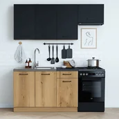 Meble kuchenne - Zestaw Mebli Kuchennych MODERN 170 cm Dąb Evoke/Czarny Loftowy - miniaturka - grafika 1