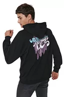 Bluzy męskie - Trendyol Bluza męska z kapturem i napisem, oversize, Czarny, XS - miniaturka - grafika 1