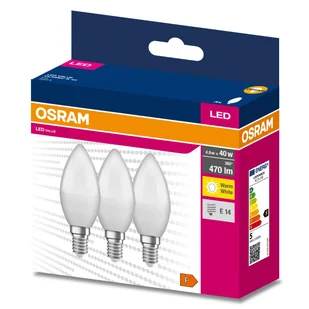 3PAK Żarówka LED E14 B35 4,9W = 40W 470lm 3000K Ciepła 220° OSRAM VALUE - Żarówki LED - miniaturka - grafika 1