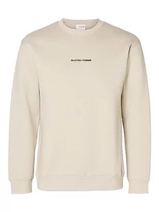 SELECTED HOMME Męska bluza haftowana, owsianka, L - Bluzy męskie - miniaturka - grafika 1