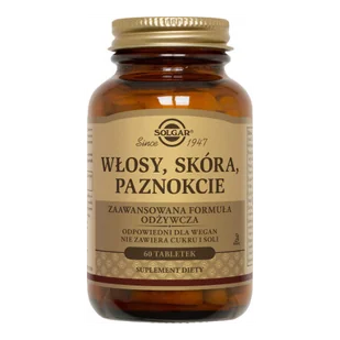 Solgar Włosy, Skóra, Paznokcie 60 Tabletek - Włosy, skóra, paznokcie - miniaturka - grafika 1