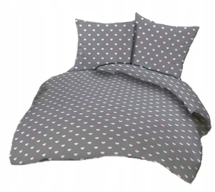 pościel bawełna lux 220x220 + 2 poszewka B 207-18 serca różowe na szarym - Pościel pościel bawełna lux 220x220 + 2 poszewka B 207-18 serca różowe na szarym - Pościel - miniaturka - grafika 1