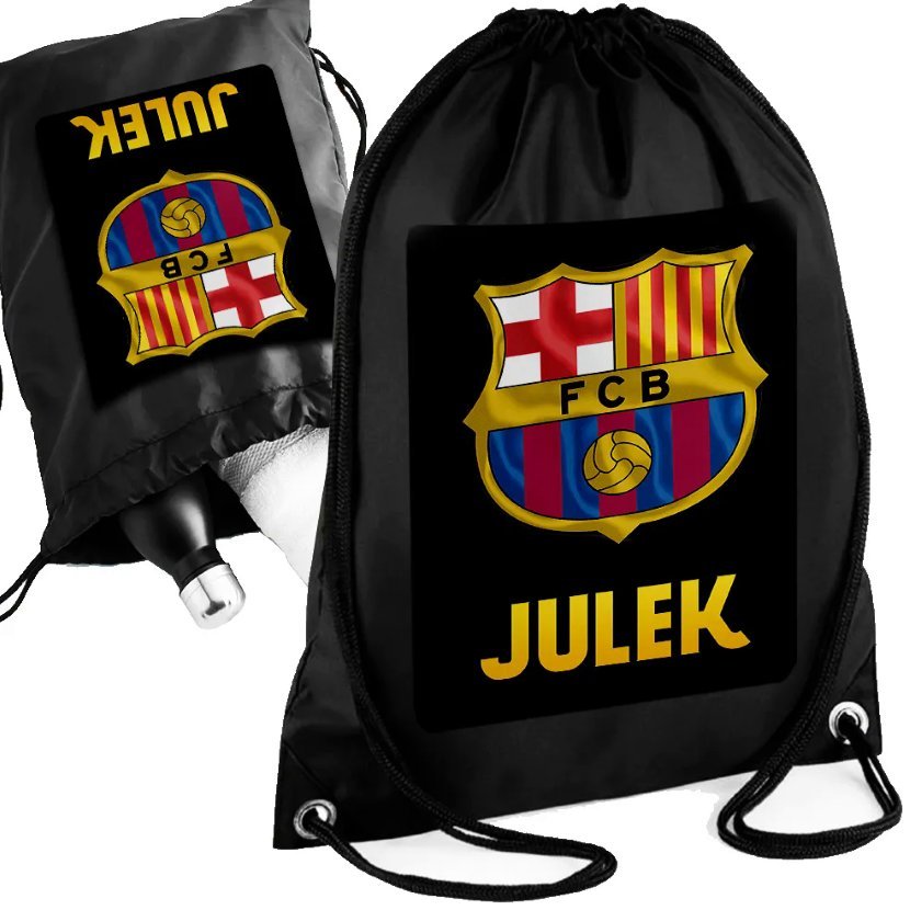 Czarny Worko-Plecak FC BARCELONA BARCA Twoje Imię Personalizowany Prezent