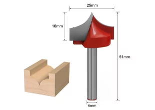 Frez kształtowy zaokrąglający wklęsły 6x25mm TCT 3D Carving - Frezy - miniaturka - grafika 1