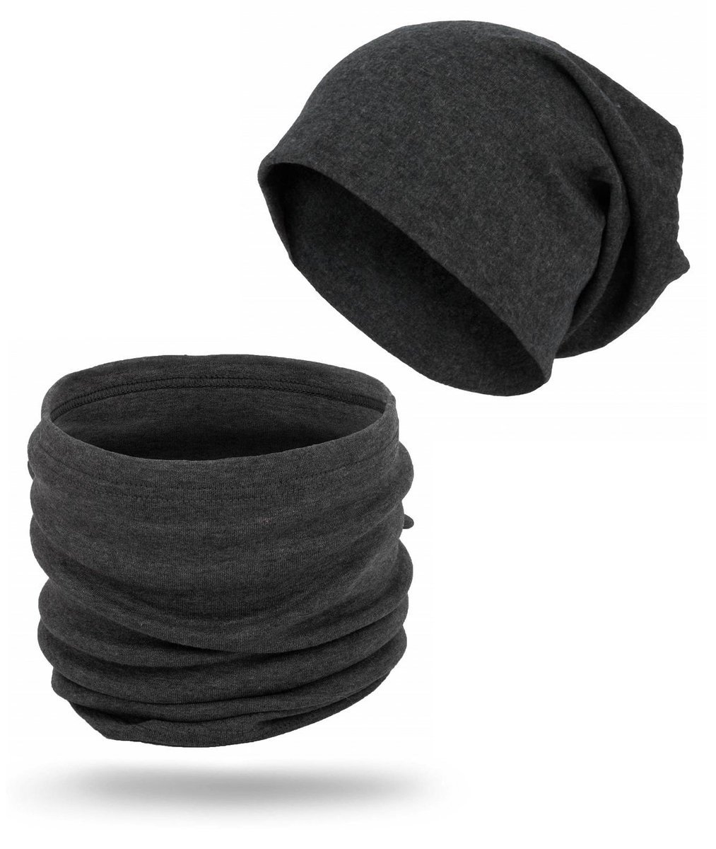 Komplet Czapka + Komin Dwuwarstwowy Beanie Zimowy