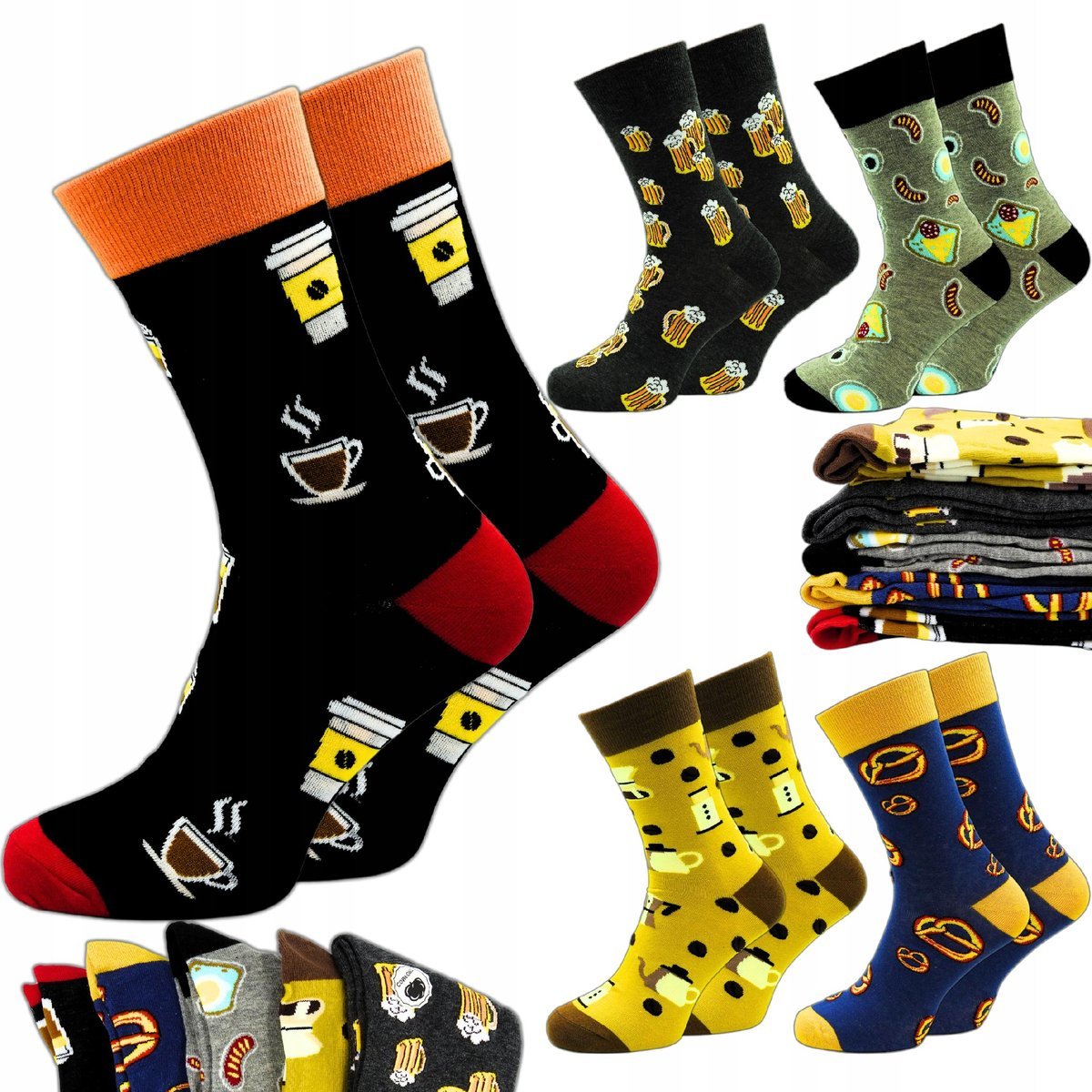 SKARPETKI MĘSKIE DŁUGIE KOLOROWE SKARPETY BAWEŁNIANE ZESTAW 5 PAR 39-42