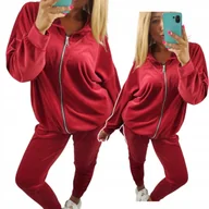 Dresy damskie - Dres Damski Welurowy 54 56 7xl Rozpinany czerwony wygodny otulający - miniaturka - grafika 1