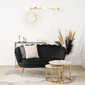 Sofy i kanapy - Sofa ZENDAYA Dwuosobowa Czarna Muszelka Glamour do Salonu - miniaturka - grafika 1