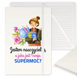 NOTES BIAŁY Z GUMKĄ A5 NA DZIEŃ NAUCZYCIELA WZORY - Notesy i bloczki - miniaturka - grafika 1