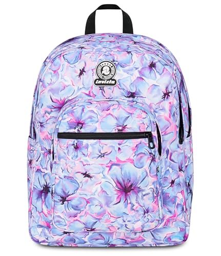 Invicta Plecak szkolny z podwójną komorą Dial Fantasy, fioletowy, kieszeń na butelkę, 14-calowa kieszeń na komputer, maksymalna pojemność, plecak szkolny, dla dziewczynek i dziewcząt, fioletowy,