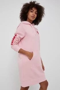 Sukienki - Tommy Hilfiger Sukienka bawełniana kolor różowy mini prosta - grafika 1