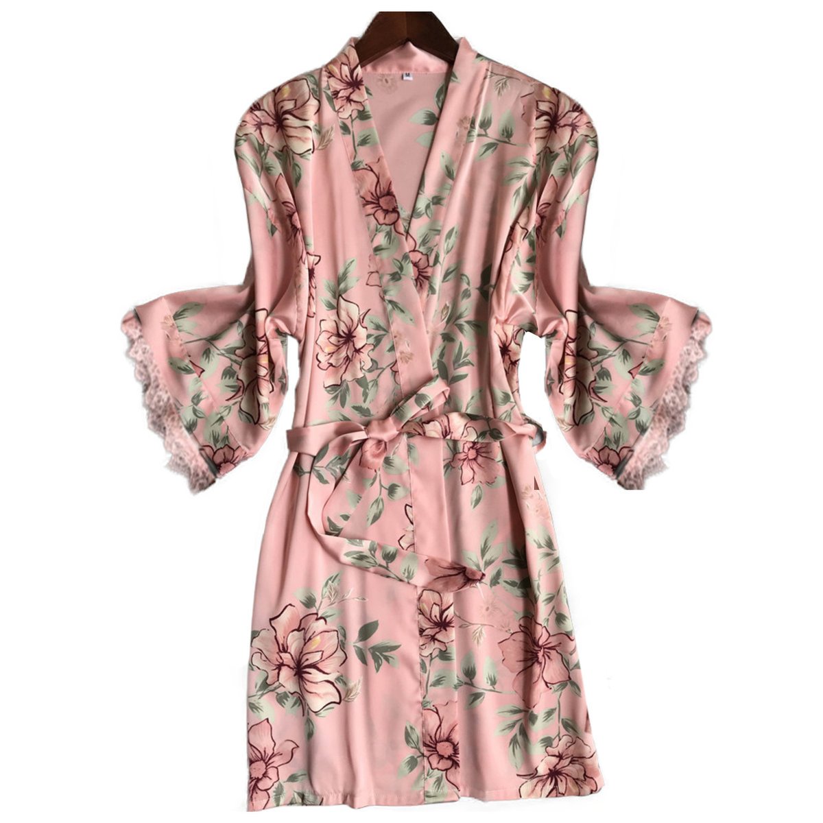 Satynowy szlafrok damski w kwiaty satyna podomka - XXL