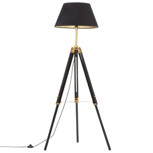 VidaXL Lampa podłogowa na trójnogu, czarno-złota, drewno, 141 cm 288076 - Lampy stojące - miniaturka - grafika 1