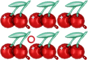 Balony wiśniowe, 20-calowe, urocze balony foliowe wiśniowe, 6 czerwonych balonów foliowych z owocami, na letnie przyjęcie urodzinowe z motywem wiśni.. - Dekoracje domu - miniaturka - grafika 1
