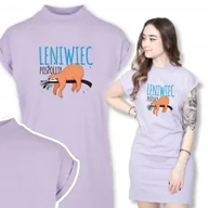 Koszule damskie - Koszula Nocna Fiolet LENIWIEC POSPOLITY Wzory - L - miniaturka - grafika 1