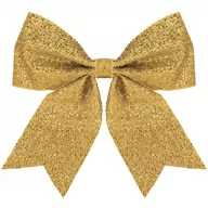 Bombki - Kokardka na choinkę 30 cm brokatowa ozdoba świąteczna zawieszka złota - miniaturka - grafika 1