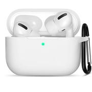 Akcesoria do słuchawek - D-Pro Silicone Case etui silikonowe z metalowym karabińczykiem - Apple AirPods Pro 1/2 (White) - miniaturka - grafika 1