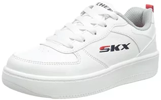 Buty dla chłopców - Skechers Trampki chłopięce Sport Court 92, Białe syntetyczne wykończenie granatowe czerwone wykończenie L, 34 EU - grafika 1