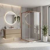 Kabiny prysznicowe - Rea Kabina prysznicowa City 80x100 Miedź Szczotkowana - miniaturka - grafika 1