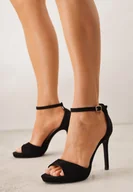 Czółenka - Czarne Szpilki z Imitacji Zamszu z Paskiem wokół Kostki Fecili - miniaturka - grafika 1