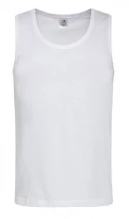 Biały Bawełniany T-Shirt (TANK TOP) Męski Bez Nadruku -STEDMAN- Koszulka, Bez Rękawów, Bezrękawnik - Stedman - Koszulki męskie - miniaturka - grafika 1