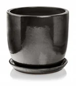 Donice - CERAMICZNA DONICZKA Z PODSTAWKIEM 23cm GRAFITOWA - miniaturka - grafika 1