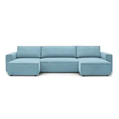 Narożniki - Jasnoniebieski sztruksowy rozkładany narożnik Bobochic Paris Nihad Panoramique - miniaturka - grafika 1