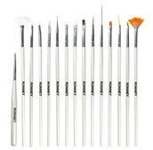 Akcesoria do paznokci - Ronney Profesjonalny zestaw pędzli białe drewniane 15 sztuk - miniaturka - grafika 1