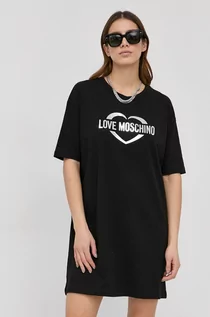 Sukienki - Love Moschino Sukienka kolor czarny mini oversize - grafika 1