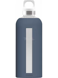 Sigg Star szklana butelka do picia z etui silikonowe, 0.5 L, odporne na wysoką temperaturę, bez BPA, ciemny niebieski, Midnight, 7.3 x 7.3 x 22.1 cm 8649.30 - Kuchnia turystyczne i akcesoria - miniaturka - grafika 1