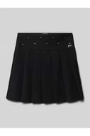 Spódnice - Spódnica plisowana z obszyciem ozdobnymi kamieniami i aplikacją z logo - Guess - miniaturka - grafika 1