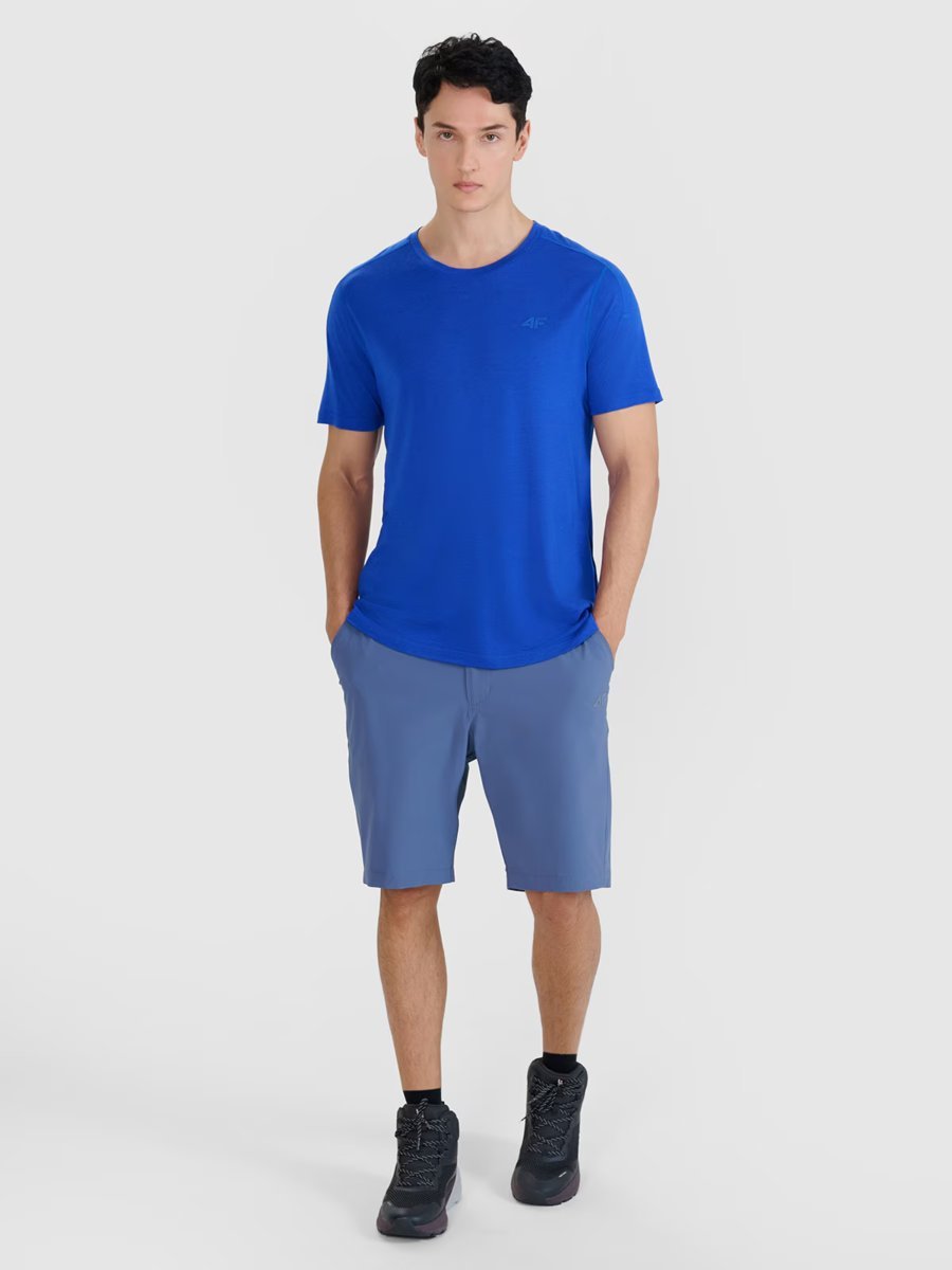 4F Koszulka trekkingowa z wełną Merino męska 4FWSS25TFTSM1268-36S Niebieski Roz. XXL