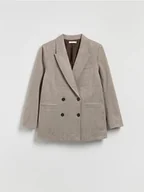 Marynarki i żakiety damskie - Reserved - Dwurzędowa marynarka w jodełkę - brązowy - miniaturka - grafika 1